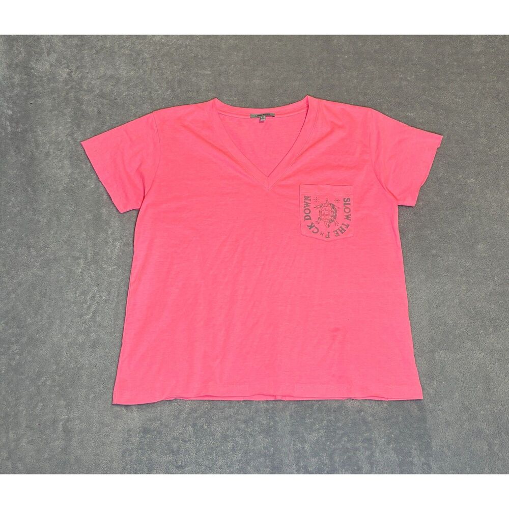 Lisa Todd Slow Down Turtle Pocket V-Neck Tee Shirt